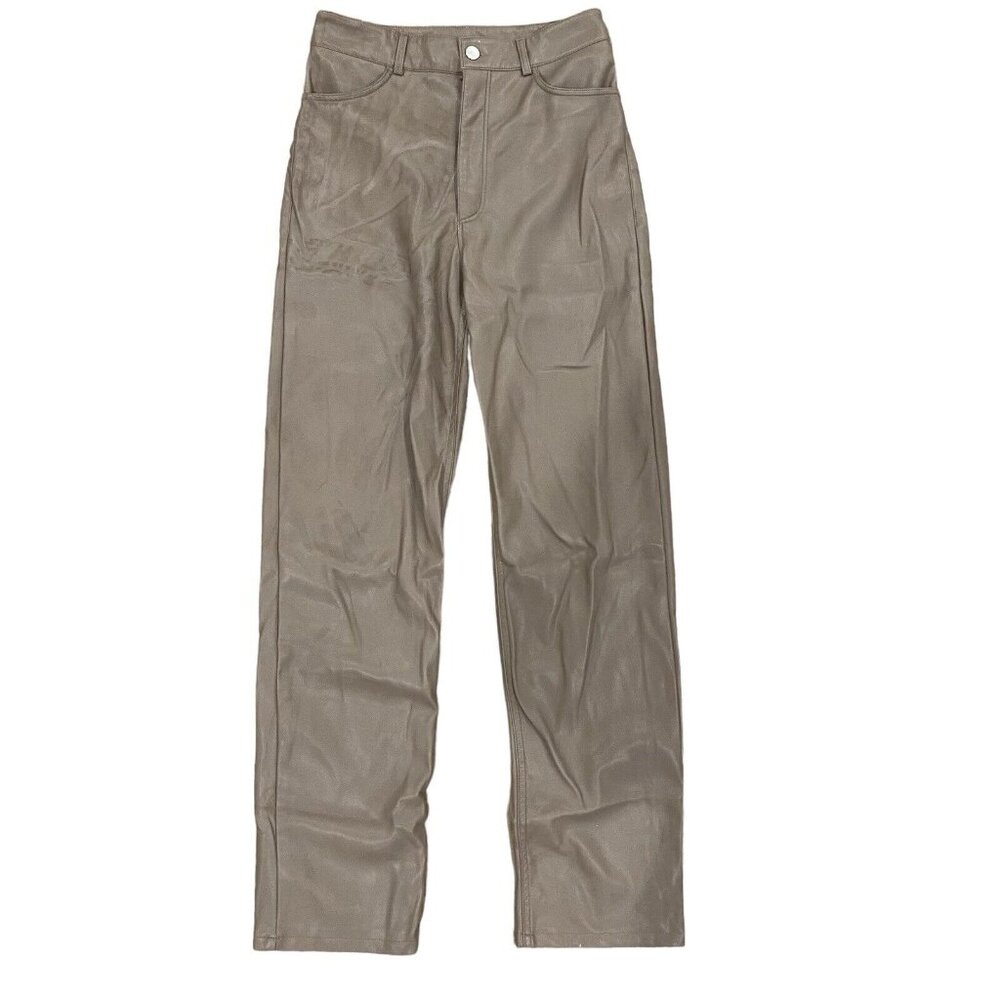 DYNAMITE Women's Gisele Faux Leather Hi Rise Straight Pants Beige Tan Size 4